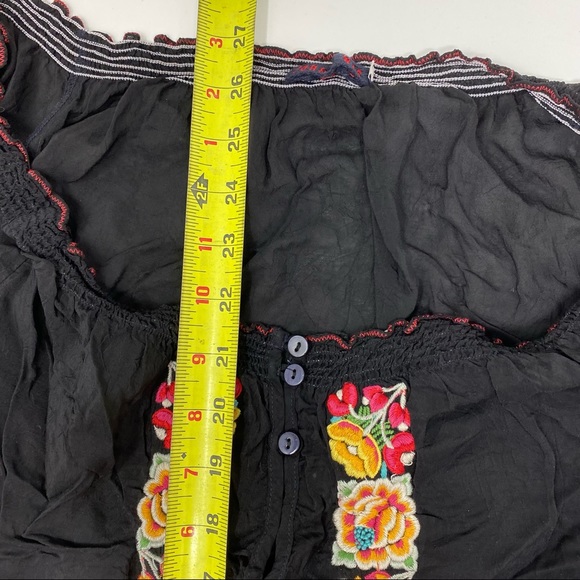 Johnny Was Black Floral Embroidered Blouse Small - Picture 5 of 9